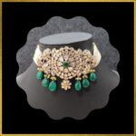 Diamond Polki Choker set in open setting.